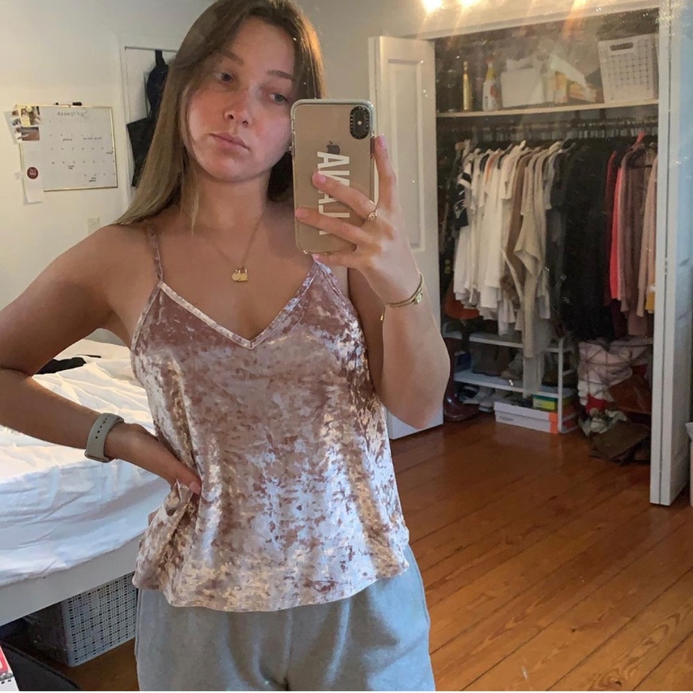 Pink Velvet Tank Top